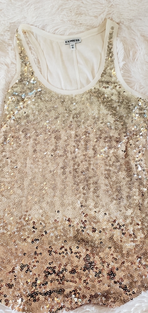 Express womens gold sequin tank sz XS